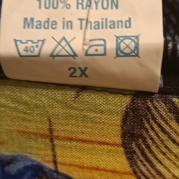 NWT COJ APPARELS 100% rayon blue multi-colored Island/Bahamas s/s shirt 2X - Picture 3 of 6